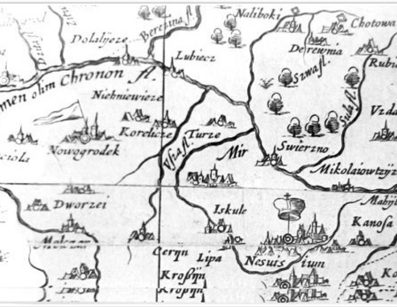Окрестности Мира на карте Т. Маковского. Издание 1613 г., Амстердам